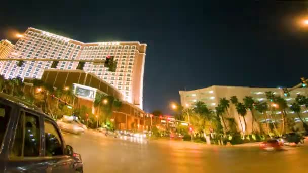 Inseguimento Accelerato Della Striscia Las Vegas Notte Scattata Dal Videografo — Video Stock
