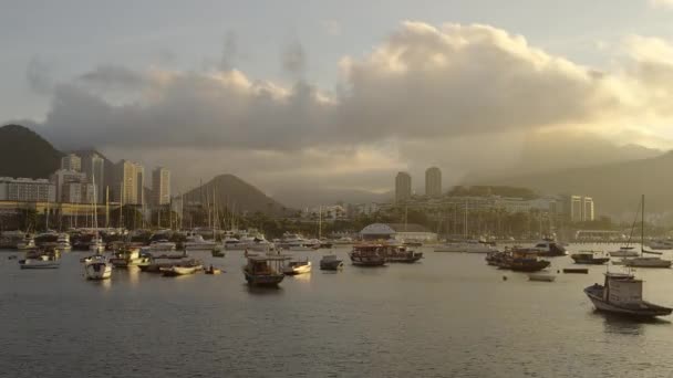 Rio Guanabara Körfezi Sallanan Teknelerin Hızlandırılmış — Stok video