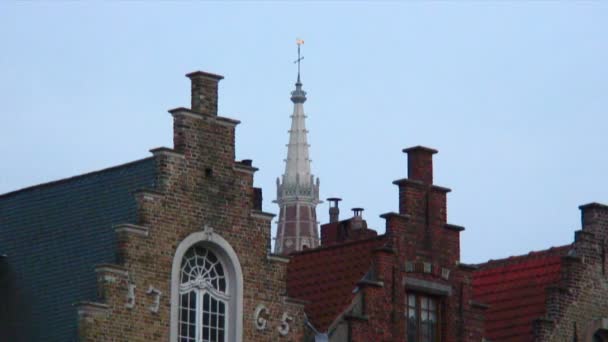 Aufnahme Eines Kirchturms Brügge Belgien — Stockvideo