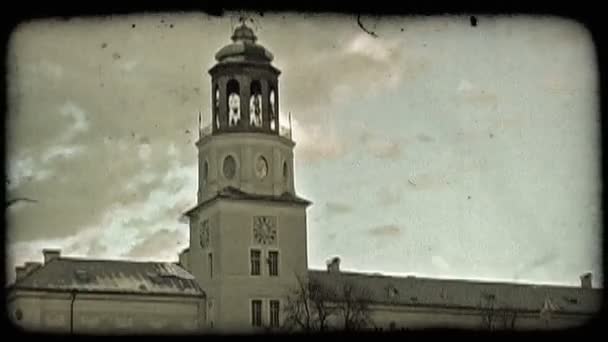 Ampia Foto Della Cima Della Famosa Chiesa Con Architettura Storica — Video Stock