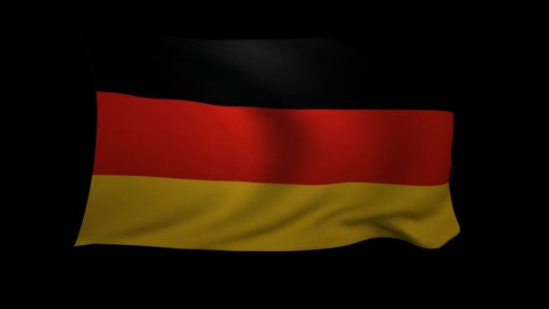Bandeira Alemanha Acenando Vento Sobre Fundo Preto Fundo Canal Alfa — Vídeo de Stock