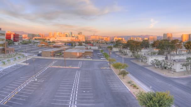 Płukanie Timelapse Poranny Widok Wschód Słońca Uniwersytetu Nevada Las Vegas — Wideo stockowe