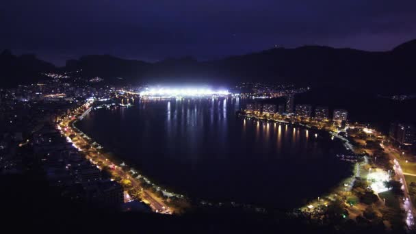 Panning Shot Cityscape Rio Janeiro Brazil Night — Stok Video