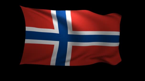 Die Flagge Norwegens Weht Wind Auf Schwarzem Hintergrund Der Hintergrund — Stockvideo