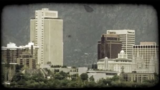 Nära Pan Salt Lake City Skyline Beskriver Framstående Downtown Byggnader — Stockvideo