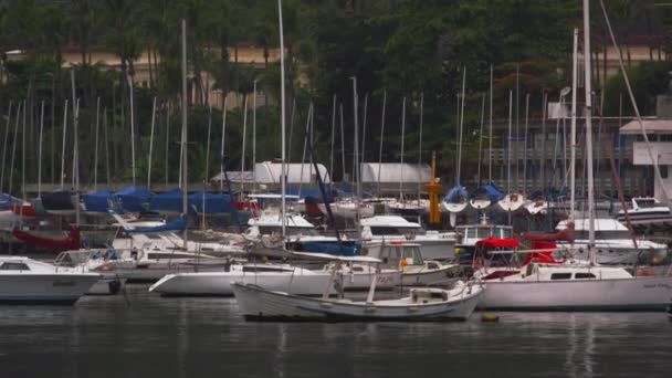 Barcos Flutuando Uma Marina Rio Janeiro Brasil — Vídeo de Stock