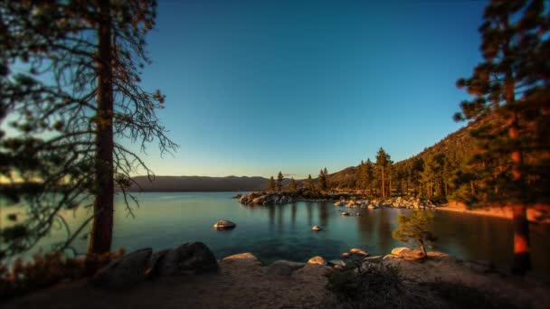 Timelapse Shot Sand Harbor Lake Tahoe Nevada Filmed Day Night — Stock Video