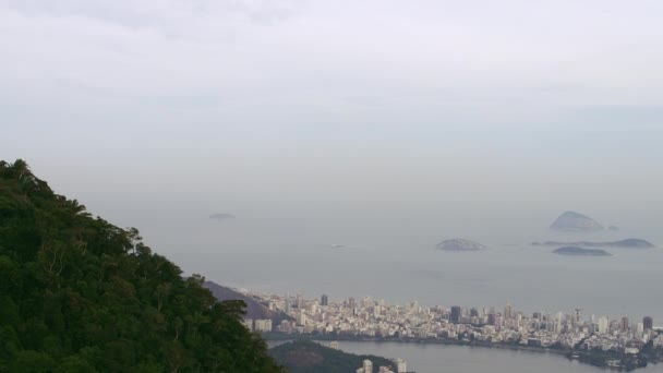 Rio Janeiro Brazil June 2013 Aerial Shot Base Green Corcovado — Stock Video