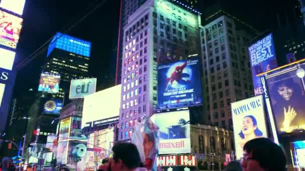 New Yorku Noci Broadwayi Nápisy Broadwayi Jsou Viditelné — Stock video