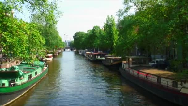 Tiro Canal Amsterdã Holanda Muitas Vezes Chamado Veneza Norte — Vídeo de Stock
