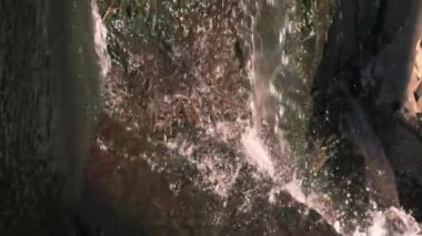 Ağır çekim portre taşın çalıştıran şelale fotoğrafını devirme.