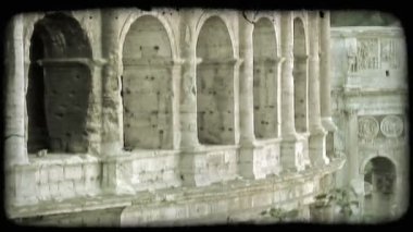 İtalyan kalıntıları Roma yakın çekim shot. Vintage stilize video klip.