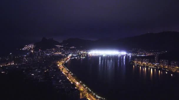 Panorámica Del Paisaje Urbano Río Janeiro Brasil Por Noche — Vídeo de stock