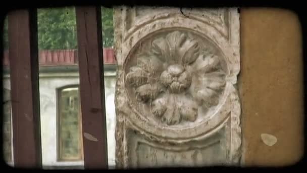 Blisko Strzał Kwiat Jak Filar Rogu Budynku Starodawny Stylizowane Klip — Wideo stockowe