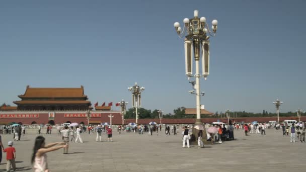 Beijing China October 2012 Wide Panning Shot Tiananmen Square China — Stock Video