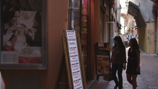Rome Italy Circa May 2012 Two Women Walking Cheese Meat — Wideo stockowe