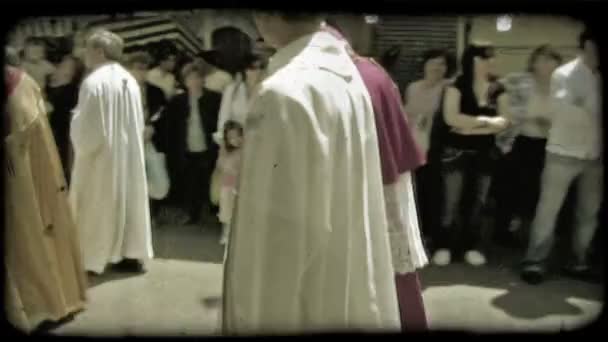 High Religious Official Walks Parade Route Vintage Stylized Video Clip — Stock Video