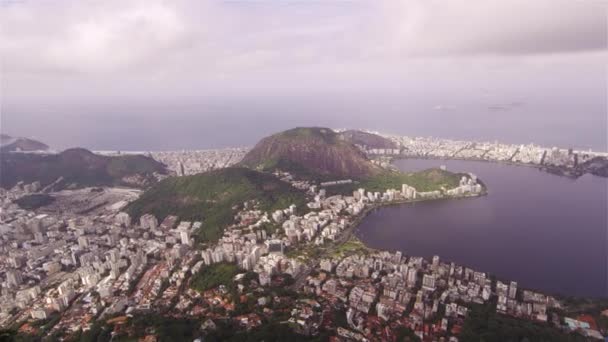 Pan Des Rio Janeiro Von Der Spitze Des Corcovado Berges — Stockvideo