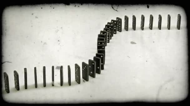 Shot Dominoes Toppling Top Each Other Vintage Stylized Video Clip — Stock Video