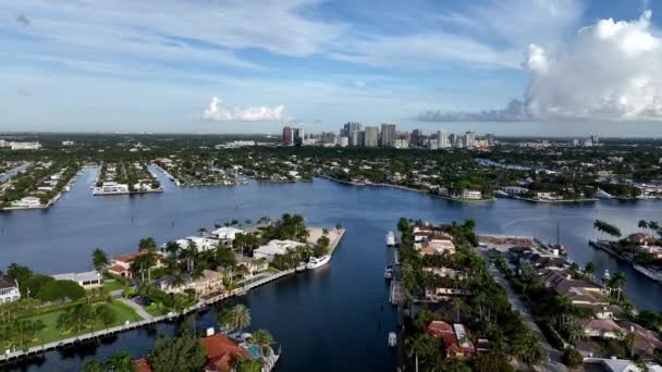 Aerial View Harbor Beach Fort Lauderdale Viewing Waterway — Stockvideo
