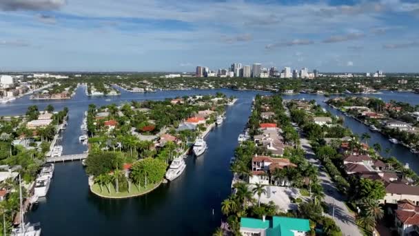 Flying Houses Harbor Beach Fort Lauderdale Viewing City Skyline Florida — Stockvideo