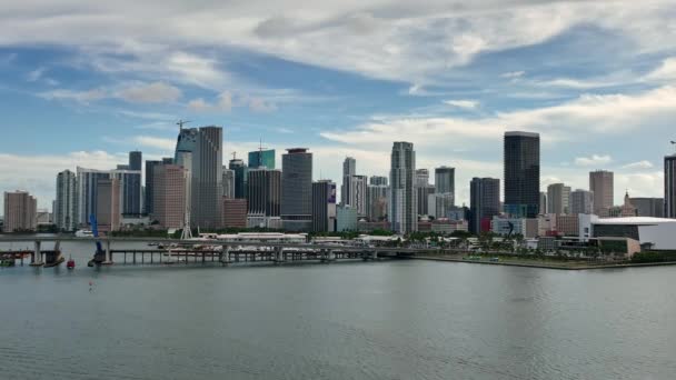 Miami Skyline Aerial View Intracoastal Waterway Florida — Stok video
