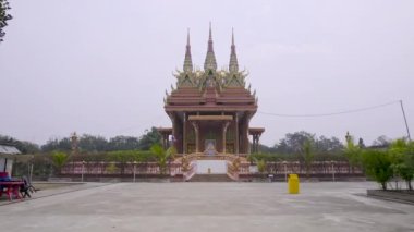 Cambodia Lumbini Buddhist Temple in Lumbini Sanskritik, Nepal from aerial view.