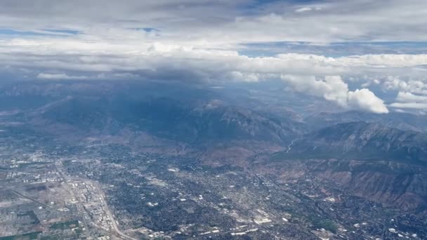 View Airplane Flies Utah Valley Viewing Provo Orem City — Stock Video