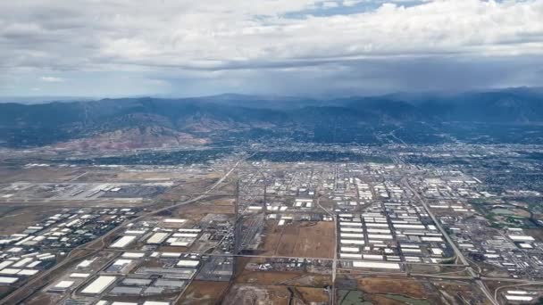 Vista Avião Enquanto Voa Sobre Vale Salt Lake Utah Enquanto — Vídeo de Stock