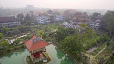 Vietnamese Pagoda Lumbini Sanskritik, Nepal from aerial view.