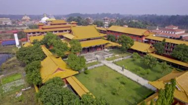 Zhong Hua Monastery in Lumbini Sanskritik, Nepal from aerial view.