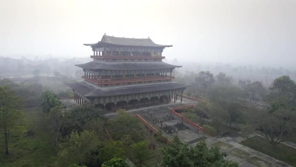 Korean Temple Lumbini Sanskritik Nepall Aerial View — Stockvideo