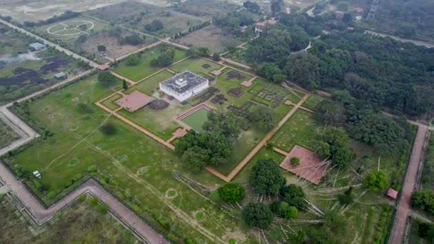 Maya Devi Temple Lumbini Sanskritik Nepall Aerial View — Stockvideo