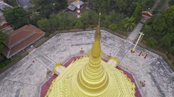 Myanmar Golden Temple Lumbini Sanskritik Nepal Aerial View — Stock video