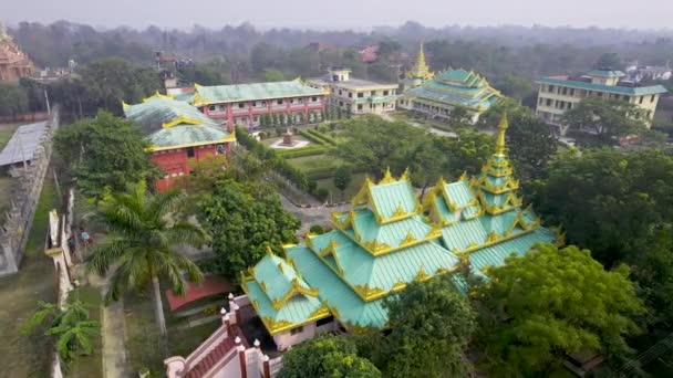 Nepalese Theravad Monastery Lumbini Sanskritik Nepal Aerial View — Stockvideo