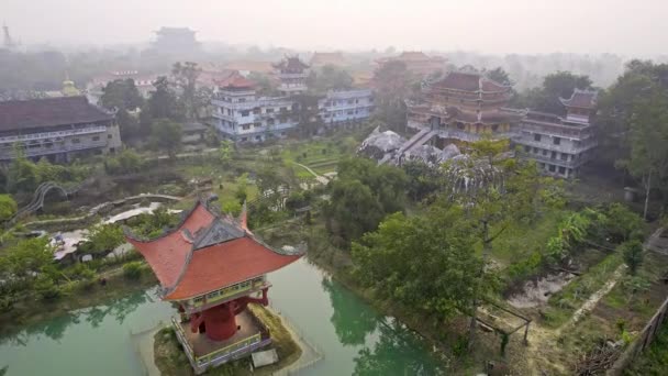 Vietnamese Pagoda Lumbini Sanskritik Nepal Aerial View — Stock video