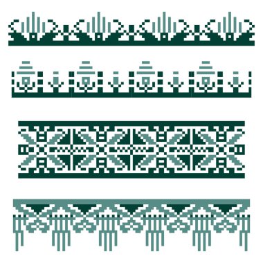 Nakışla işlenmiş ulusal süs deseni. Geleneksel Ukrayna halkı Vyshyvanka. Vektör illüstrasyonu