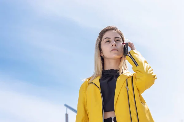 Bela Bela Jovem Branca Hispânica Latina Menina Livre Loira Com — Fotografia de Stock