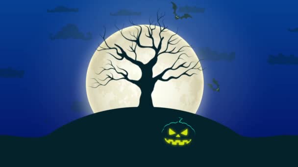 Una Escena Sobre Tema Fiesta Popular Halloween Con Murciélagos Luna — Vídeo de stock
