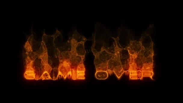 Буквы Сложены Слово Горящем Огне — стоковое видео