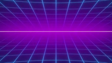 Pikselleştirilmiş çizgileri ve basit dairesel şekli olan 80 'ler retro tarzı sahne