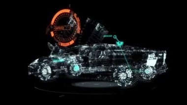 Açık kapılı bir arabanın halogramı.