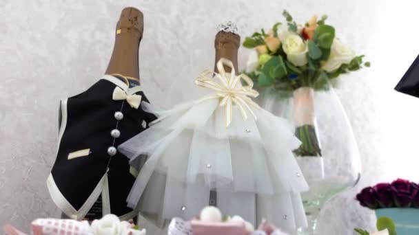 Introducción Boda Para Película Con Corazones Patrón Encaje — Vídeo de stock