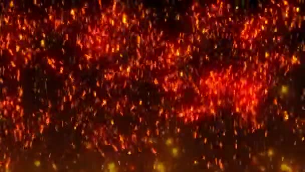 Étincelles Particules Feu Avec Fumée Sur Fond — Video
