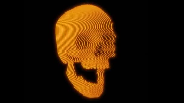 Skeleton Skull Neon Lines Motion — Video Stock