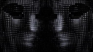 alien face from moving square shapes