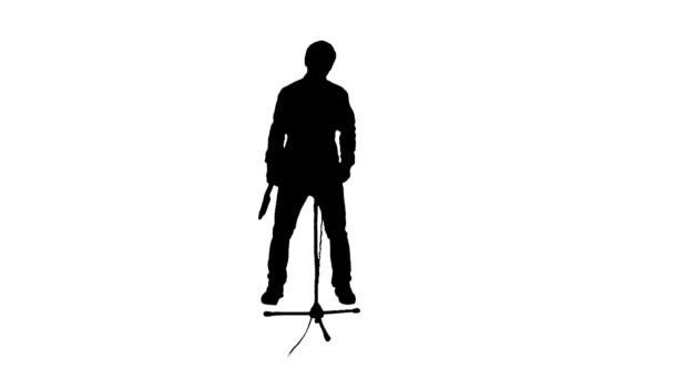 Silhouette Playing Musician White Background — Stock Video