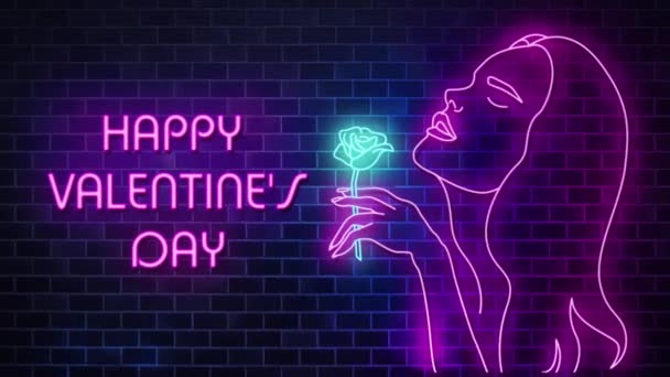 Tarjeta Felicitación Para Día San Valentín Con Una Declaración Amor — Vídeo de stock