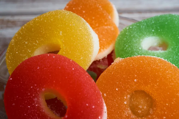 Delicious Jelly Candies Rings Close — Stock Photo, Image