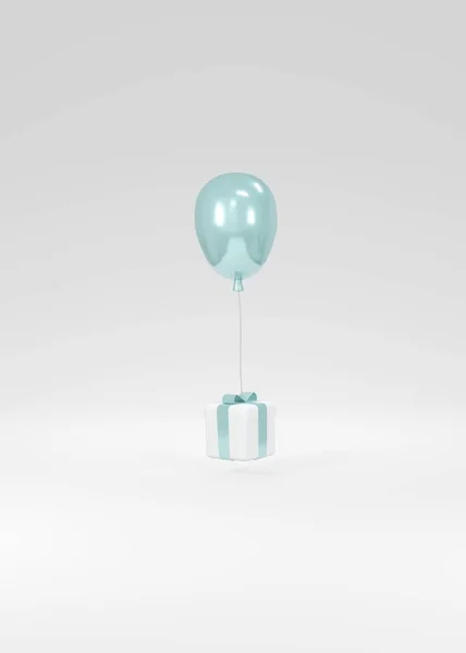 Rendering Konzept Des Geschlechts Enthüllen Hochzeit Geburtstag Realistische Pastellblaue Luftballons — Stockfoto
